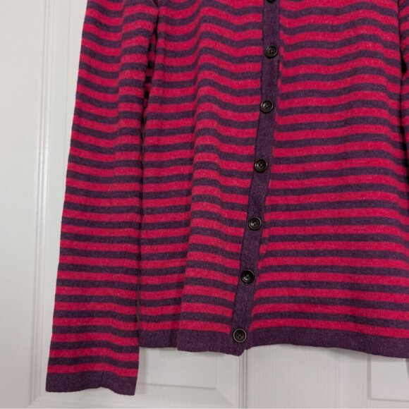 Boden Stripe Cardigan Womens Size 10 UK 14 Pink Purple Cashmere Angora Knit - Picture 3 of 9